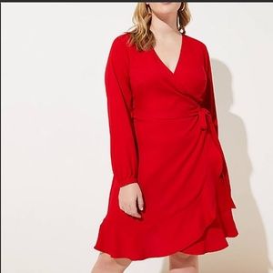 Loft | Red Silky Wrap Dress 💃🏽